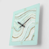 Abstracte Agate Mint. ID827 Vierkante Klok (Hoek)