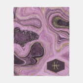 Abstracte Agate Monogram Mauve ID827 Fleece Deken (Voorkant)