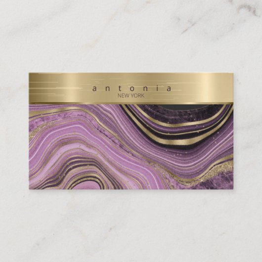 Abstracte Agate Monogram Mauve ID827 Visitekaartje (Voorkant)