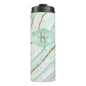 Abstracte Agate Monogram Mint ID827 Thermosbeker (Voorkant)