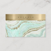 Abstracte Agate Monogram Mint ID827 Visitekaartje (Voorkant)