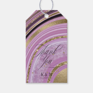 Abstracte Agate Wedding Bedankt Mauve ID827 Cadeaulabel