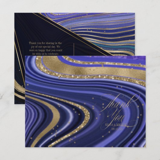 Abstracte Agate Wedding Bedankt Midnight ID827 Aankondigingskaart (Voorkant / Achterkant)