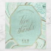 Abstracte Agate Wedding Bedankt V1 Mint ID827 Wijn Etiket (Enkel label)