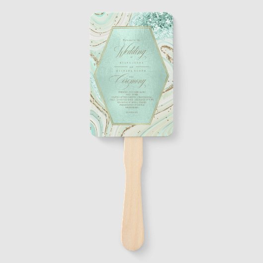 Abstracte Agate Wedding Ceremony Mint ID827 Hand F Handwaaier (Voorkant)