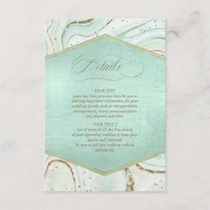 Abstracte Agate Wedding Details Mint ID827 Informatiekaartje