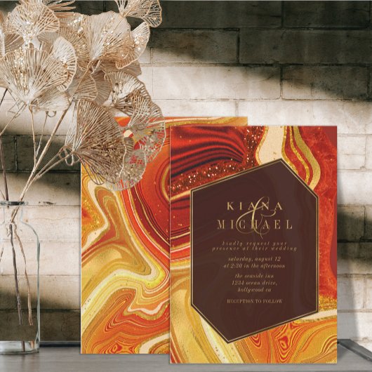 Abstracte Agate Wedding Hot Sinaasappel ID827