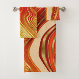 Abstracte Agate Wedding Hot Sinaasappel ID827 Bad Handdoek
