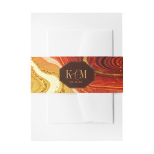 Abstracte Agate Wedding Hot Sinaasappel ID827 Uitnodigingen Wikkel