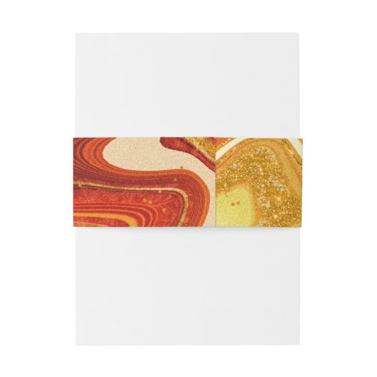 Abstracte Agate Wedding Hot Sinaasappel ID827 Uitnodigingen Wikkel (Achterkant Voorbeeld)