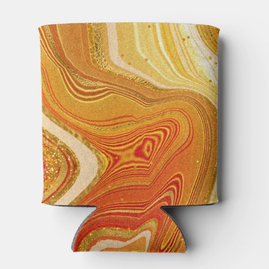 Abstracte Agate Wedding Hubby Hot Oranje ID827 Blikjeskoeler (Achterkant)