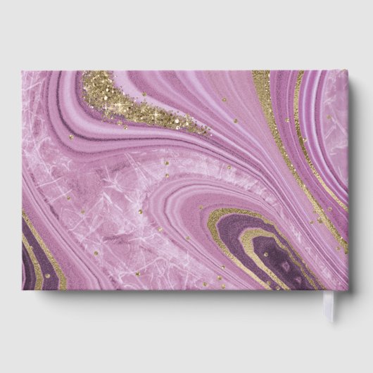 Abstracte Agate Wedding Mauve ID827 Gastenboek (Achterkant)