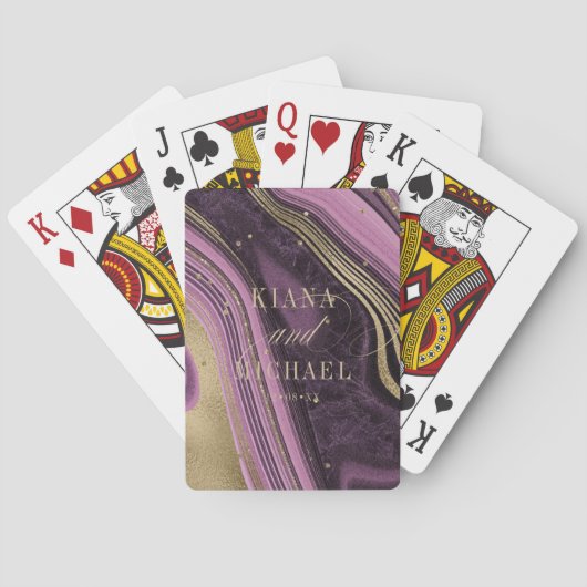 Abstracte Agate Wedding Mauve ID827 Pokerkaarten (Achterkant)