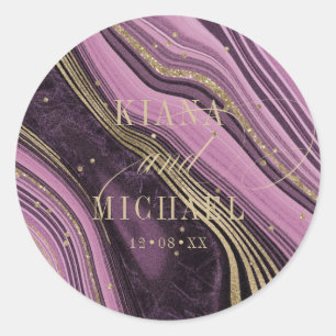 Abstracte Agate Wedding Mauve ID827 Ronde Sticker