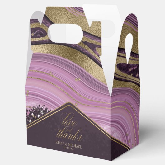 Abstracte Agate Wedding Mauve V2 ID827 Bedankdoosjes (Geopend)