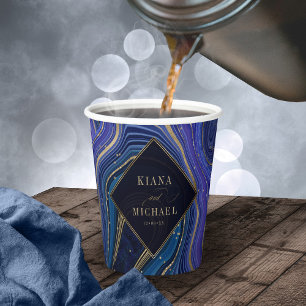 Abstracte Agate Wedding Midnight ID827 Papieren Bekers