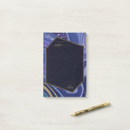 Abstracte Agate Wedding Midnight ID827 Post-it® Notes (Op bureau)