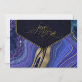 Abstracte Agate Wedding Midnight ID827 Save The Date (Voorkant)