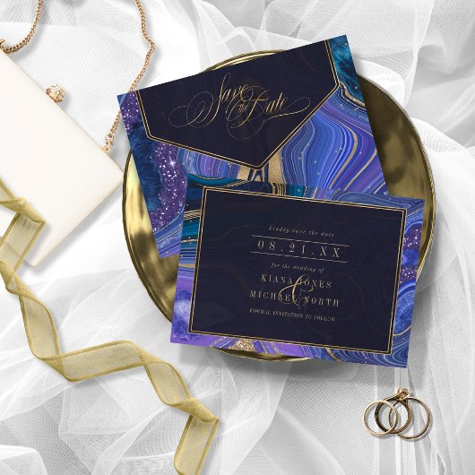 Abstracte Agate Wedding Midnight ID827 Save The Date