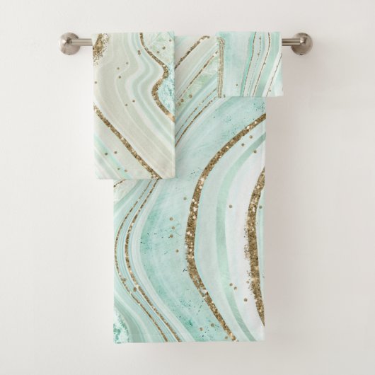 Abstracte Agate Wedding Mint ID827 Bad Handdoek (Insitu)