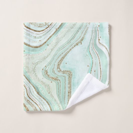 Abstracte Agate Wedding Mint ID827 Bad Handdoek (Wasdoekje)