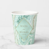 Abstracte Agate Wedding Mint ID827 Papieren Bekers (Achterkant)