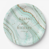 Abstracte Agate Wedding Mint ID827 Papieren Bordje (Voorkant)