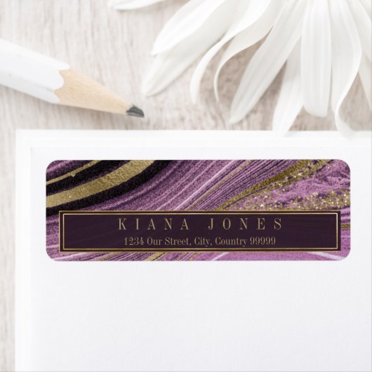 Abstracte Agate Wedding V1 Mauve ID827 Etiket (Insitu)