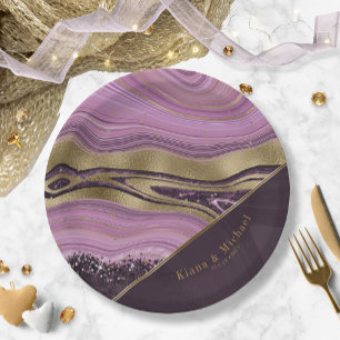 Abstracte Agate Wedding V2 Mauve ID827 Papieren Bordje
