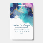 Abstracte Alcohol Ink Afbeelding Medewerker Securi Badge (Achterkant)