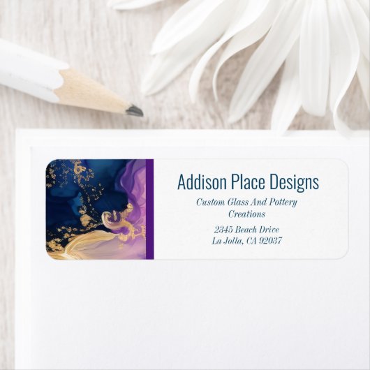 Abstracte Alcohol Ink Business Return Adres Label (Insitu)