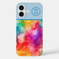 Abstracte Alcohol Ink Style Rainbow Monogrammed