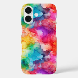 Abstracte alcohol inkt stijl regenboog iPhone 16 hoesje