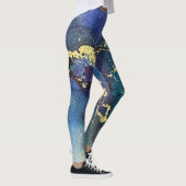 Abstracte alcoholinkt Blue Gold Aqua Paars Leggings (Rechts)