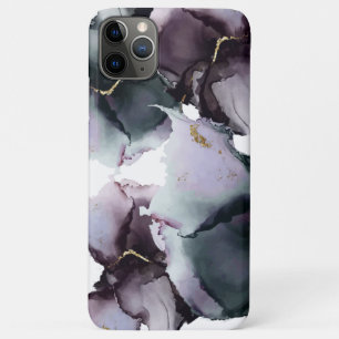 Abstracte alcoholinkt Dusty Blauwgroen Lila Dusty  iPhone 11 Pro Max Hoesje