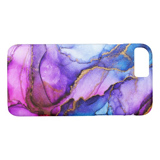 Abstracte alcoholinkt Kunstroze Blauw Paars Case-Mate iPhone Case (Achterkant (Horizontaal))