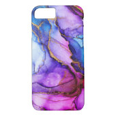 Abstracte alcoholinkt Kunstroze Blauw Paars Case-Mate iPhone Case (Achterkant)