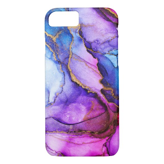 Abstracte alcoholinkt Kunstroze Blauw Paars Case-Mate iPhone Case (Achterkant)