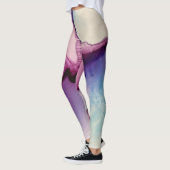 Abstracte alcoholinkt Kunstroze Paars blauw wit Leggings (Links)