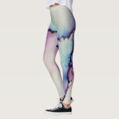 Abstracte alcoholinkt Kunstroze Paars blauw wit Leggings (Links)