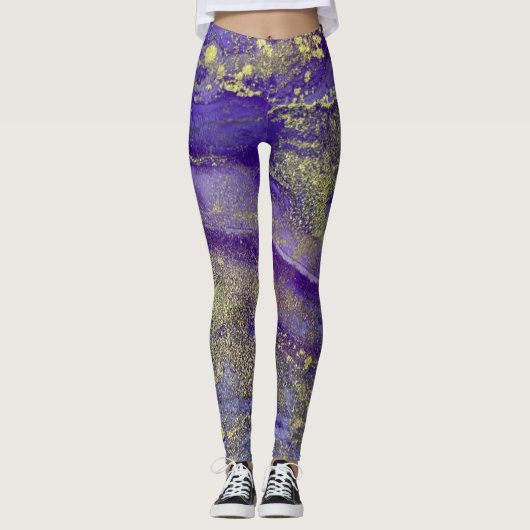 Abstracte alcoholinkt, rijke paars met goud leggings (Voorkant)