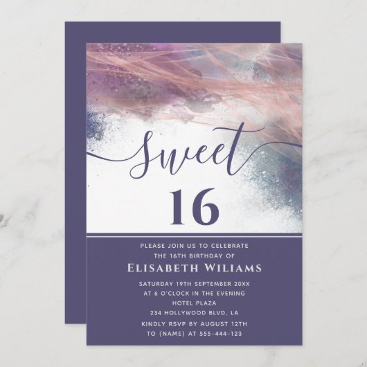 Abstracte alcoholinkt roos goud modern script kaart (Voorkant / Achterkant)