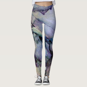 Abstracte alcoholinkt Shimmery Paars Blauwgroen Go Leggings