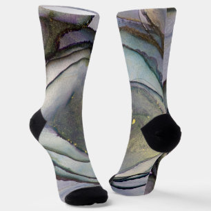 Abstracte alcoholinkt Shimmery Paars Blauwgroen Go Sokken