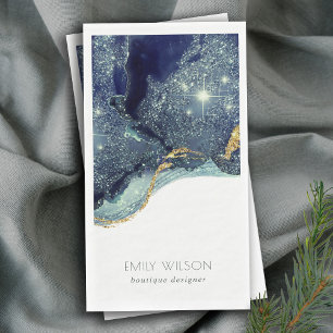 Abstracte alcoholinkt zilver marineblauw glitter servet