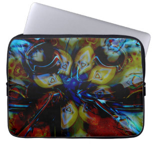 Abstracte amandelen onder toonvormig vervormd donk laptop sleeve