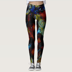 Abstracte amandelen onder toonvormig vervormd donk leggings