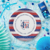 Abstracte Amerikaanse 4th van juli aangepaste teks Papieren Bordje (Feest)