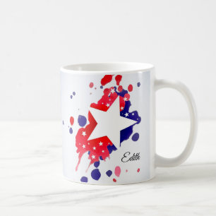 Abstracte Amerikaanse vlag Rood Blauw Wit Star Str Koffiemok