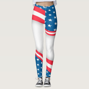Abstracte Amerikaanse vlag rood wit en blauw Leggings